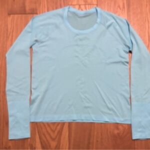 Lululemon Light Blue Long Sleeve Top Size 12 Swiftly Tech Crop